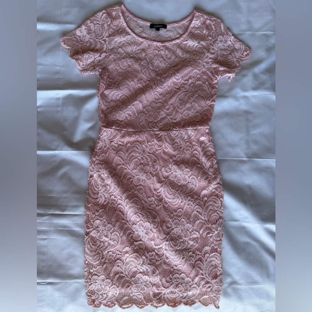 Ambiance Blush Pink Lace Midi Dress